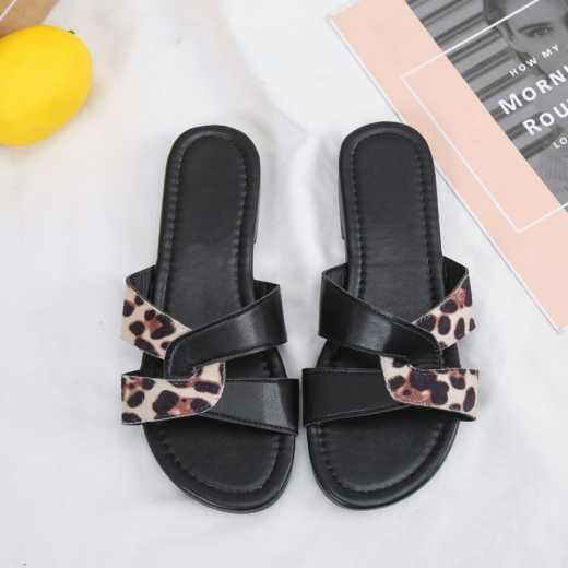 Cross leopard print fashion slippers over cool slippers retro shoes