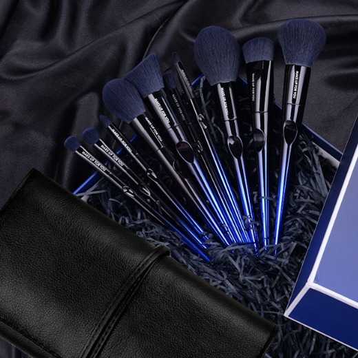 AGREEN - MAKE-UP FOR YOU 10 Makeup Brush Set Full Set Of Customizable LOGO&Colors -Blue