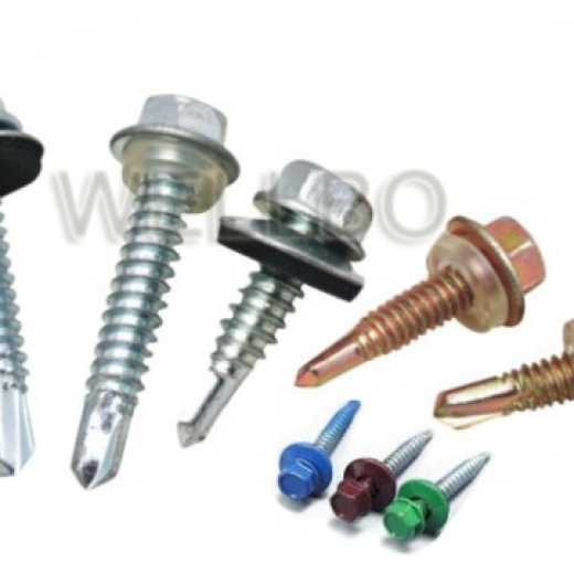 Hexagon head self drilling screw with EPDM washer 