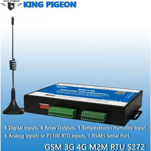 Cellular M2M IoT RTU (8DIN,6AIN/PT100,4Relay,1TH,USB,RS485) support MQTT S272