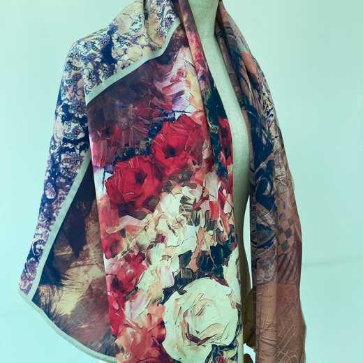 MAIDILANG 100% genuine silk 14MM crepe de Chine lady square scarf leopard print rose