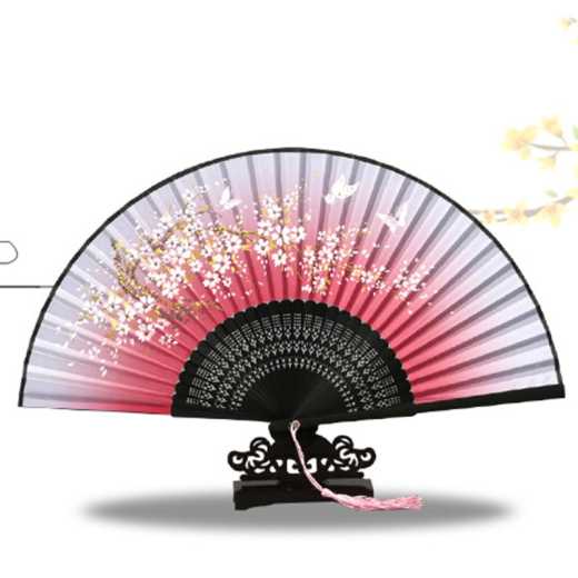 Factory direct selling craft gift fan silk fan Folding fan Chinese wind folding fan custom silk smile fan