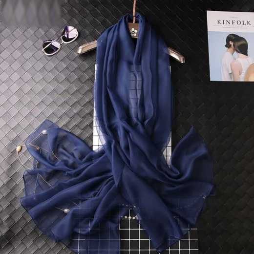Yituse pure color thin silk scarf female Korean version of fashion simple chiffon shawl sunblock beach gauze scarf ice silk scarf