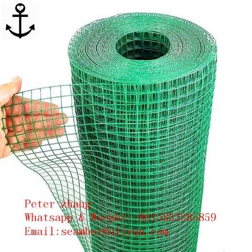 PVC Welded Wire Mesh Green Garden Border Physical Animal Barrier 2.4x2.4inch Mesh Poultry Netting Fencing