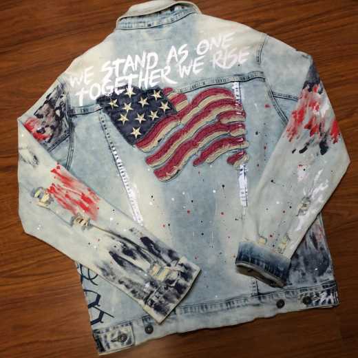Jeans jacket men's casual European and American fashion street custom processing