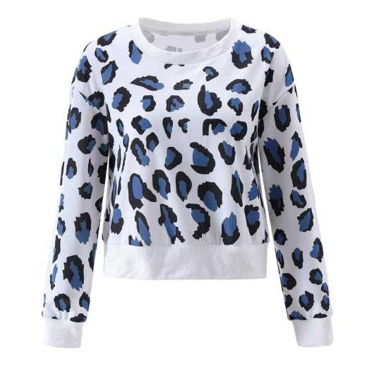 2020 Autumn wear leopard print knitted casual long sleeve pull-over turtleneck women's wear in imitation of cotton pull