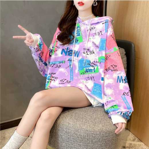 Marvili monogram print hoodie for women's round neck long sleeve fashion pullover for women's age reduction Korean version hoodie