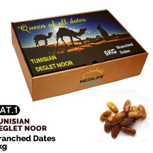 Branched Deglet Noor Dates, 5kg carton box