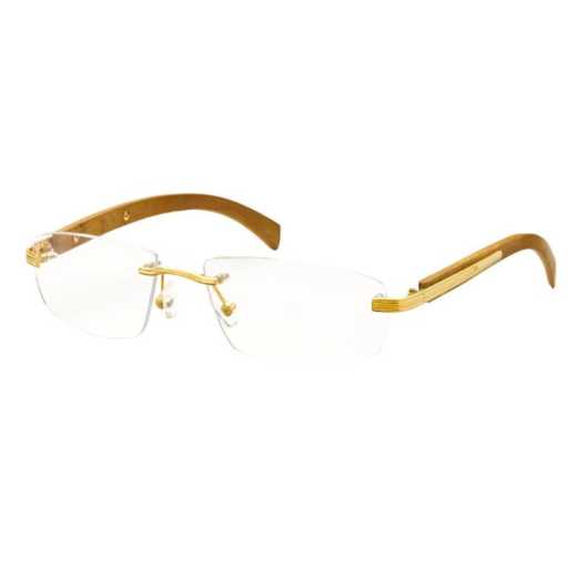 Pure Solid Gold Optical Frames in 18 Carat Rentangle Shape - WD ROY