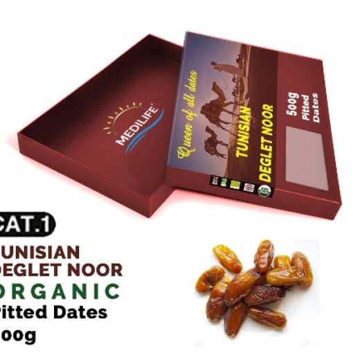 Organic Pitted dates 500g carton, Deglet Noor Dates 