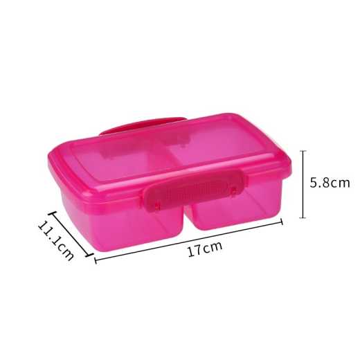 The lid in the middle of the plastic partition is a locked-in fastfood box tupperware from Le Button