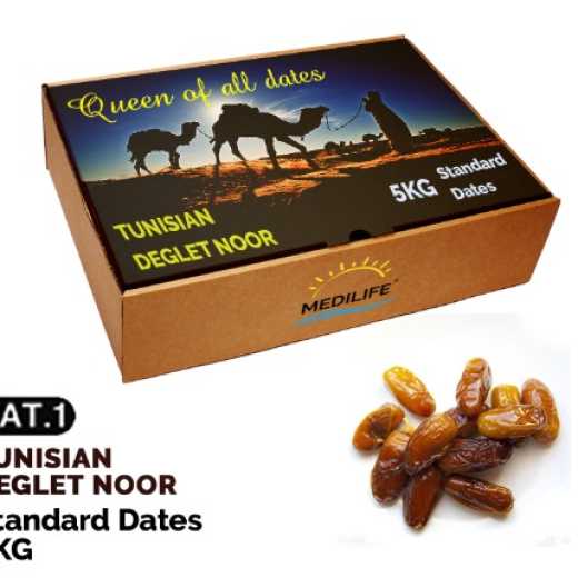 Standard Dates, 5 kg carton box Deglet Noor from Tunisia 