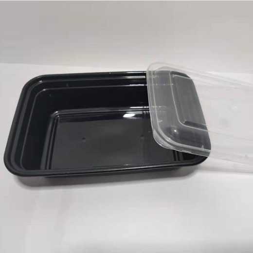 Ningbo Xiaoxiang cutlery American square 1000ml transparent cover black bottom disposable fast-food box