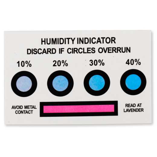 Blue to pink humidity indicator card