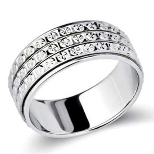Three rows babysbreath carved turn rings custom fashion jewellery turning pave band ring in S925 sterling silver