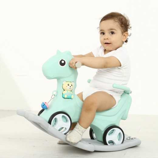 Children's Rocking horse baby toy plastic extra thick large rocking horse music