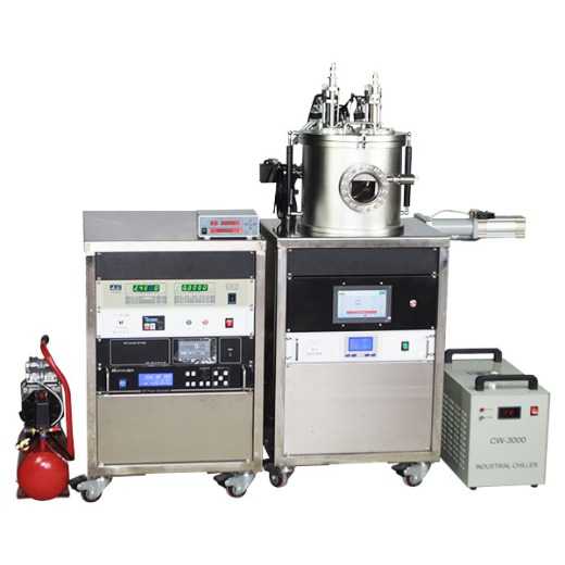 Double head RF DC magnetron sputtering coater with bias power supply