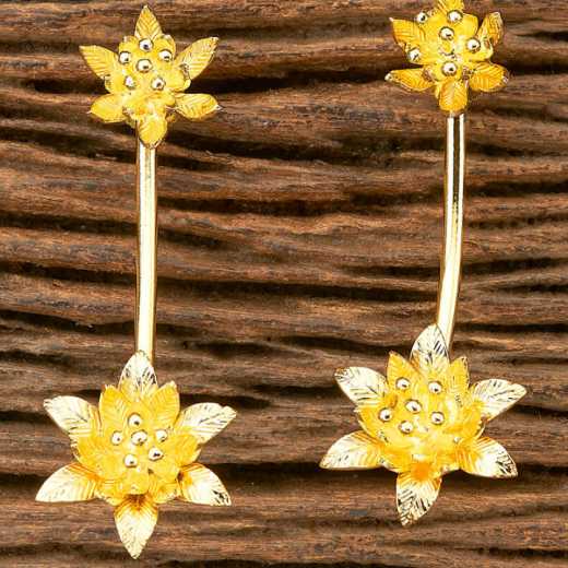 Leaf Design Earrings with Gold Plating