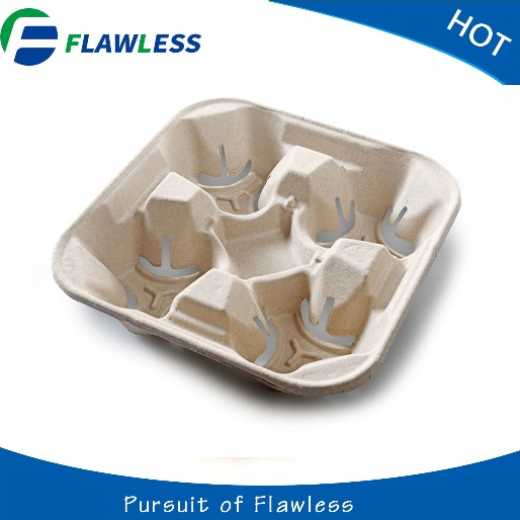 Recycled Paper Pulp Molded 4 Cup Paper tray