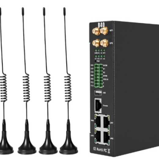 R40 4G Industrial Router (2SIMCards,3LAN,1WAN,1 RS485,1RS232,4AIN,2DIN,2DO)