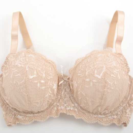 Plus Size Women's Underwired lace Bra No Cup Lining Bra