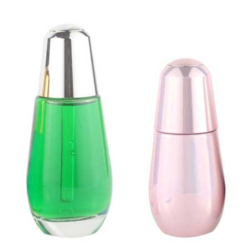 Popular 30 Ml 50 Ml Serum Gold/Sliver Press Glass Dropper Bottle