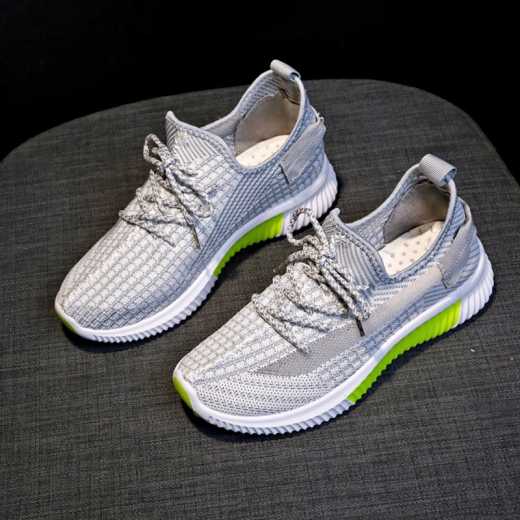 Mesh top breathable athletic shoes fly weave versatile comfortable running shoes lace-up casual shoes