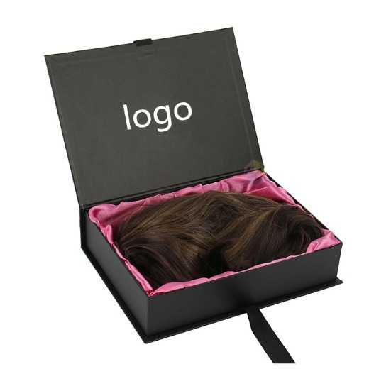 hair extension packaging box with satin and string