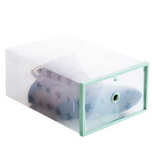 Space saving house using plastic shoes packaging foldable storage box