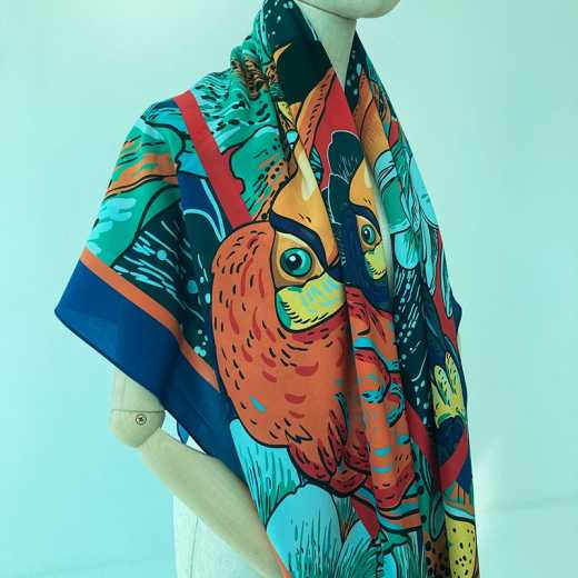 MAIDILANG 100% real silk 14MM Crepe de Chine ladies square parrot