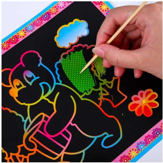 Children creative color painting Scratch painting doodle book Diy diy scratch paper puzzle toy magic scratch book