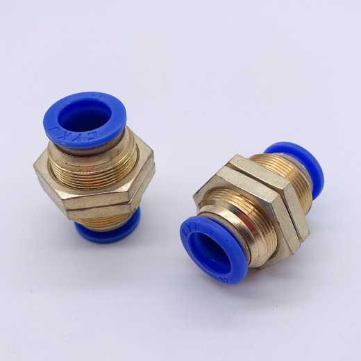 Pneumatic baffle through PM-4 6 8 10 12 mm trachea PU quick insertion plate fixed copper connector