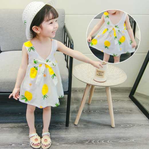 Children's clothing wholesale 2020 summer bowknot printed skirt and hat