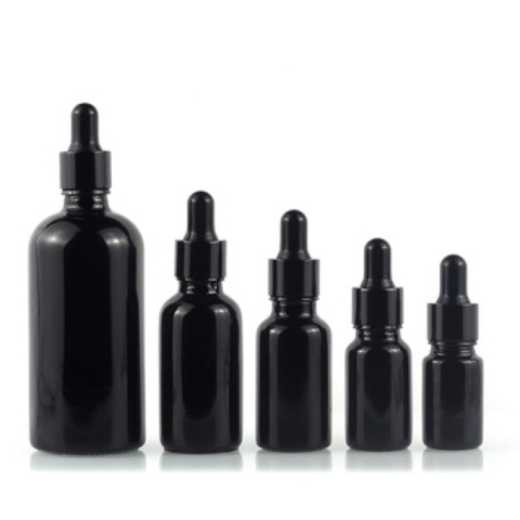 Supplier Wholesale Black Color 10Ml 20Ml Glass Essential Oil Bottle with Aluminum Dropper