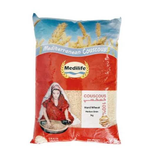 Medilife Couscous with Wheat, Medium Grain 1Kg Bag. 