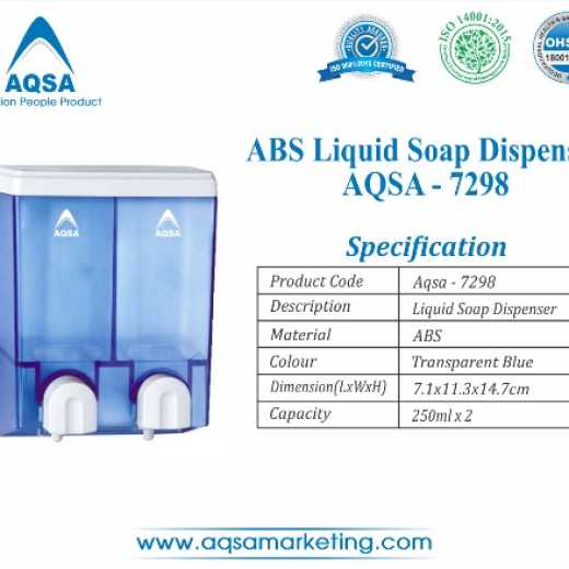  ABS Soap Dispenser  250ml x 2 (AQSA – 7298) Blue 