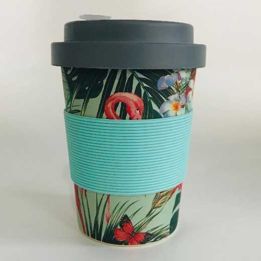 OEM BPA free Bamboo takeaway coffee cup 400ml 14oz reusable eco friendly