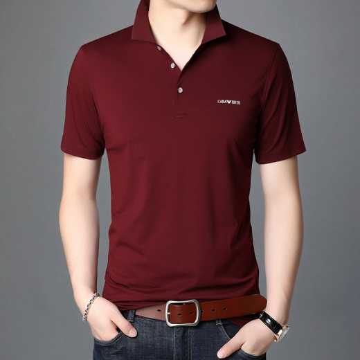 Embroideries pure color short sleeve POLO shirt small new male T in 2020