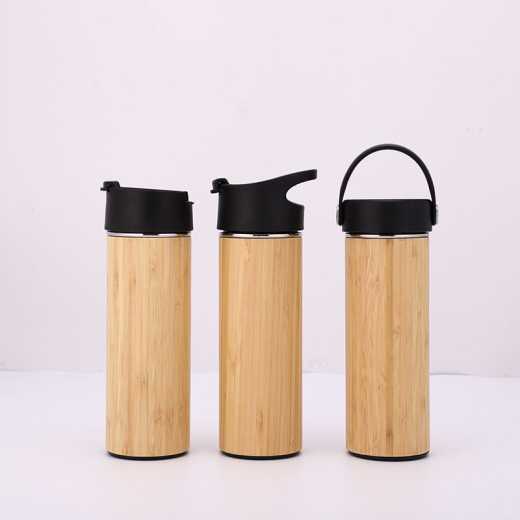 480ml bamboo stainless steel handle thermos cup