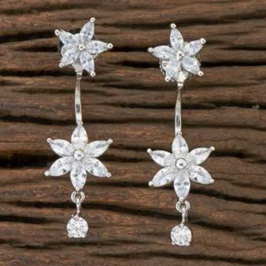 Cubic Zirconia Earrings with Rhodium Plating