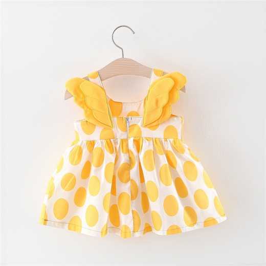 Children's clothing wholesale 2020 summer print wing girls' dress with hat little girls' children's dress