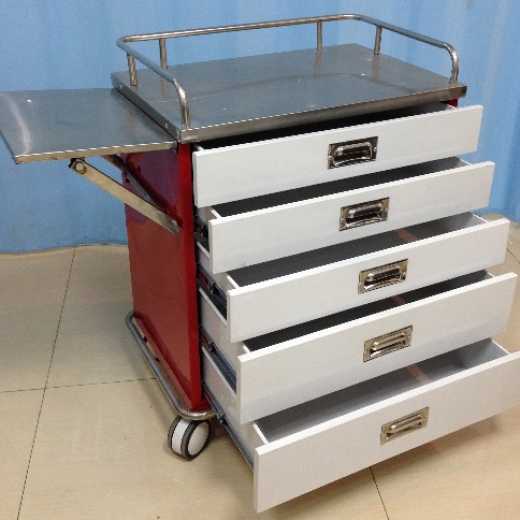 Nursing medicine trolley with five drawers