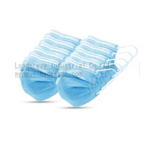 BFE 99 Blue Earloop Pleated 3 Ply Non Woven Disposable Face Mask with Meltblown Filter