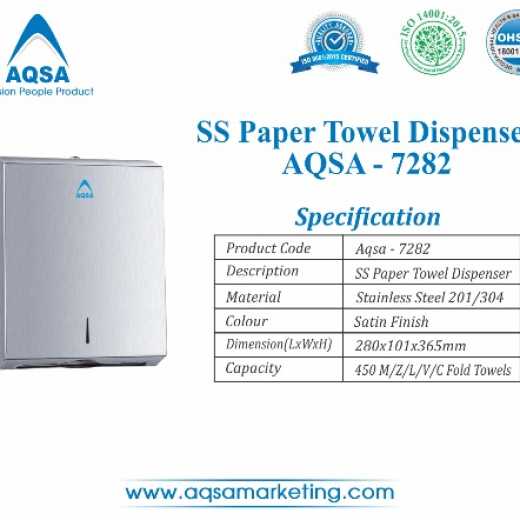 SS Paper Towel Dispensers (AQSA – 7282)