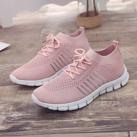 Mesh top breathable sneakers large size running shoes light lace-up casual shoes