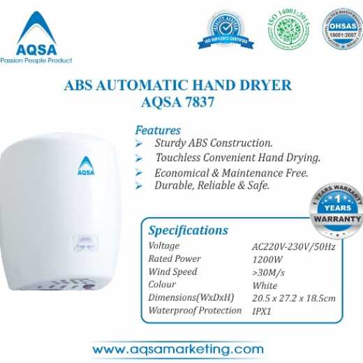 ABS Automatic Hand Dryer (AQSA – 7837 ) 